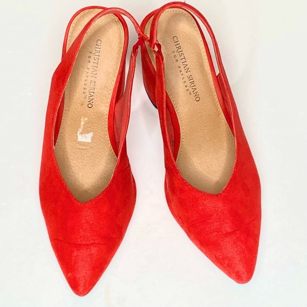 Women Christian Siriano Vibrant Dark Orange shoes Textile TopSolid Heel US8 EU39